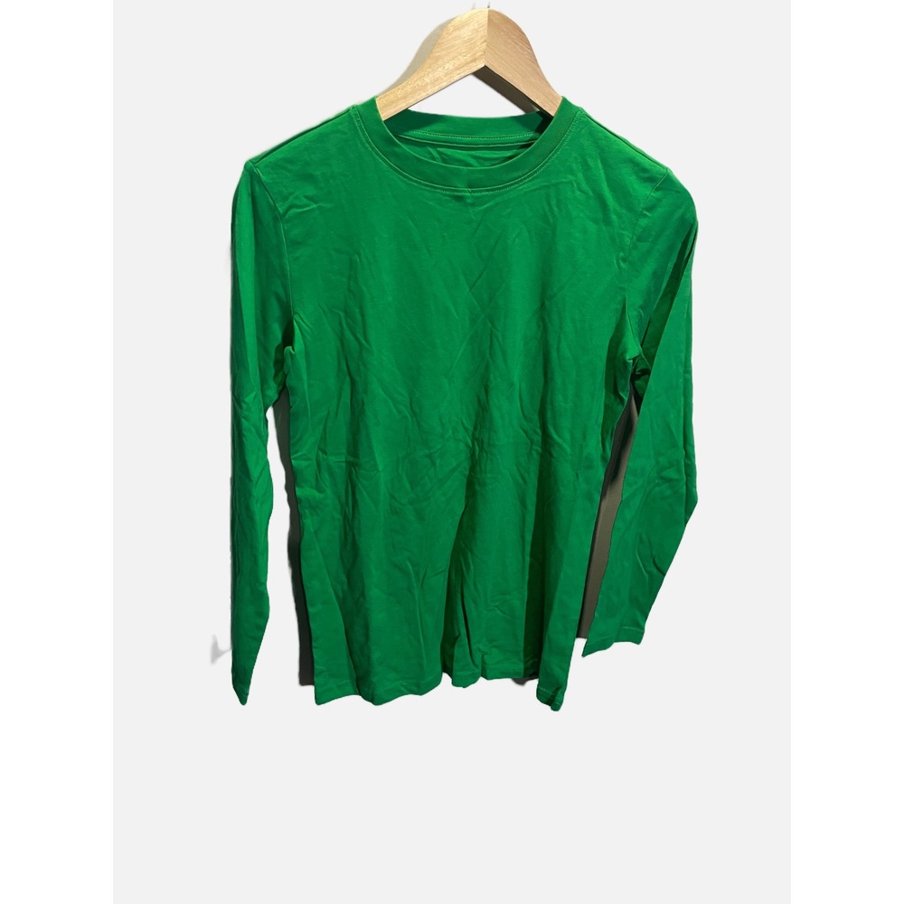 Primary Long Sleeve Shirt‎ Kids 14 Green Crewneck Cotton Tee Casual Solid Basic